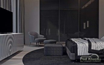 Приємний та легкий дизайн спальні у сірих тонах для відпочинку очей - Котедж під Києвом 300 кв.м