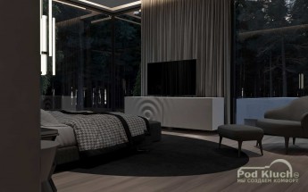 Спальня с прозрачными стенами видом на лес - Интерьер от компании Под Ключ